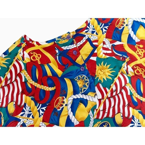 Vintage PENDLETON Nautical Colorful Short Sleeve Top 80s / 90s Size XL - Picture 7 of 8